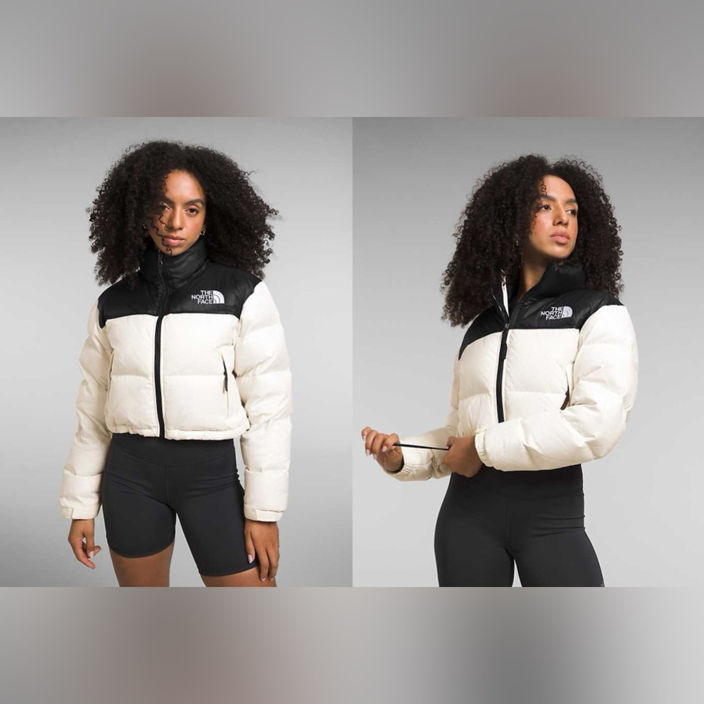 The north face Women’s Nuptse Short Jacket 700 fill goose down White/black